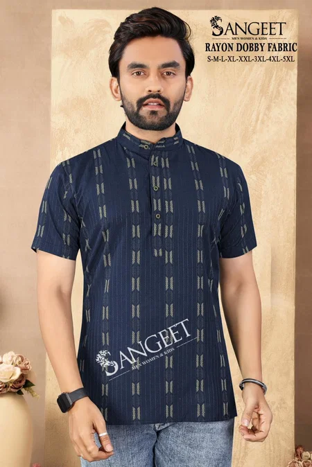 Sangeet Rayon Dobby Rayon Half Sleeves Best Mens Shirt Kurta Wholesale Shop In Surat
